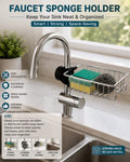 Stainless steel adjustable sink caddy – multifunctional sponge, soap & scrubber holder