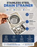 Spinfluencs Square Stainless Steel Sink Strainer Kitchen Drain Basin Basket Filter